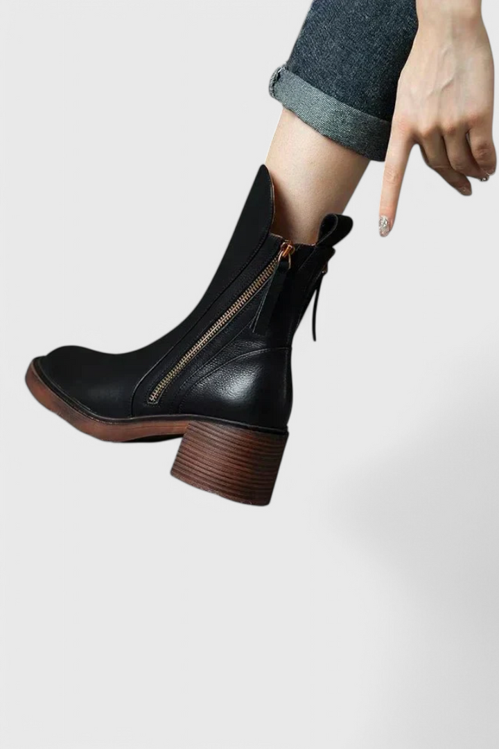 Boots For Women | Rear Zipper Ankle Block Heel Style