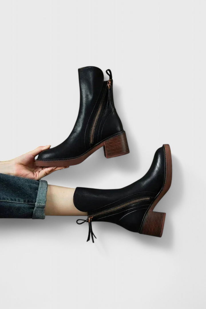 Boots For Women | Rear Zipper Ankle Block Heel Style