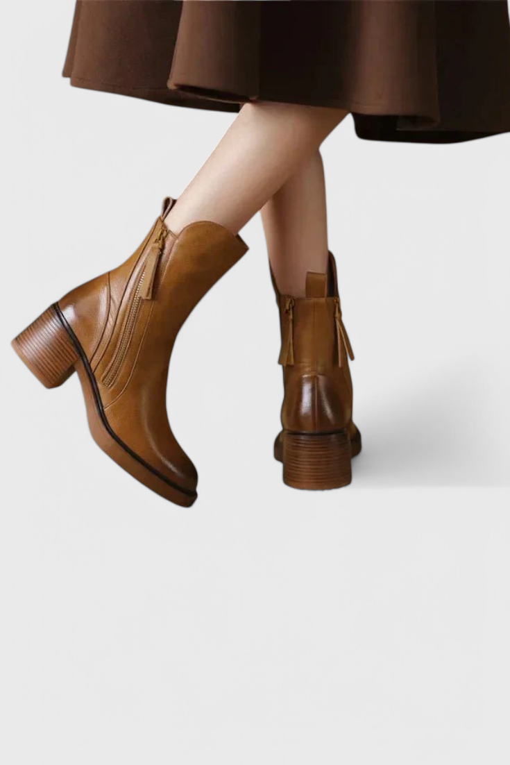 Boots For Women | Rear Zipper Ankle Block Heel Style