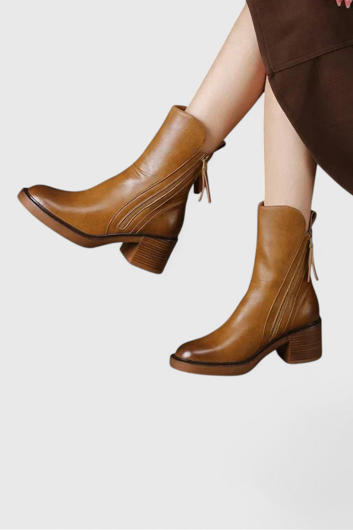 Boots For Women | Rear Zipper Ankle Block Heel Style