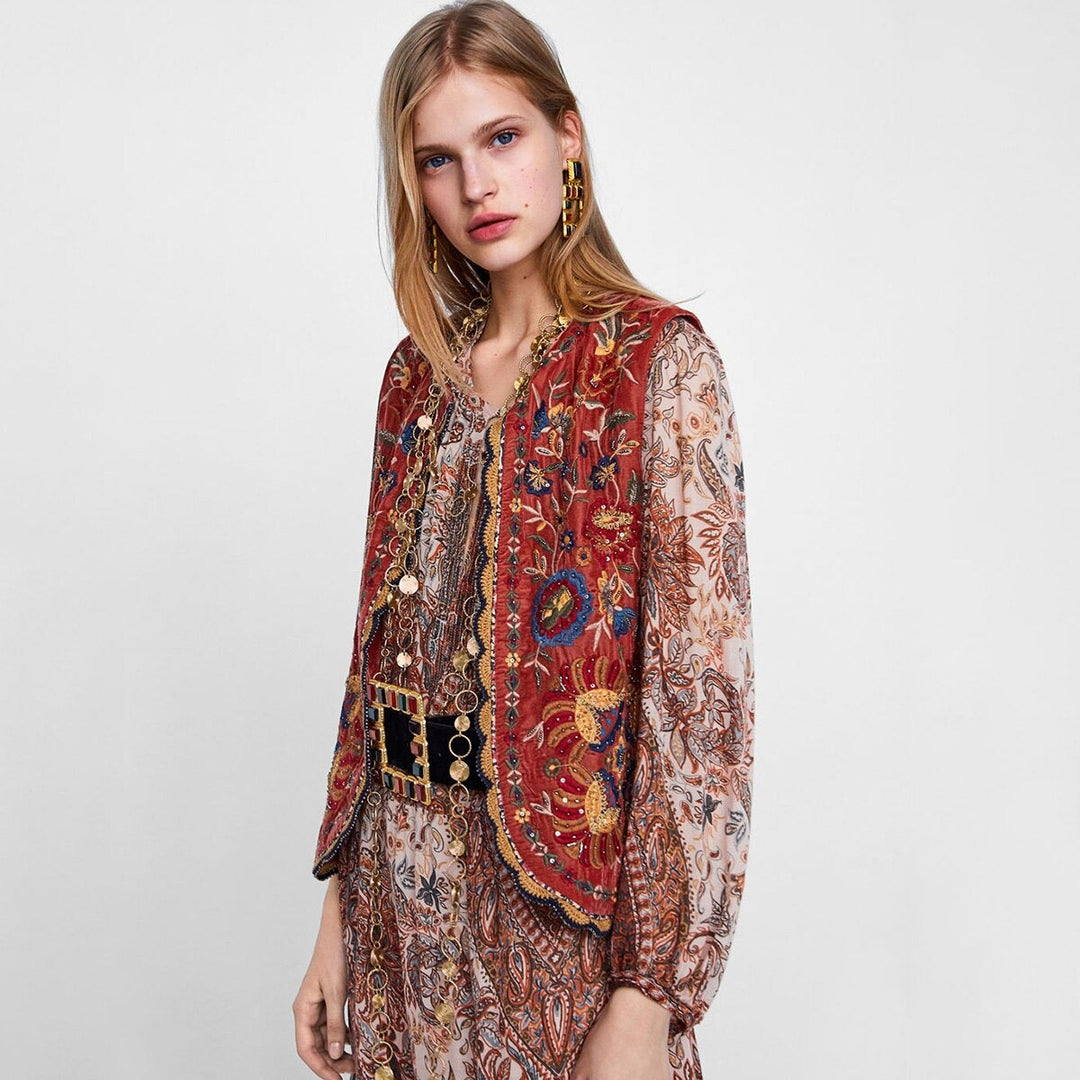 Women’s Vest | Boho Embroidered