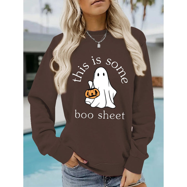 Women's Halloween sweatshirt with ghost and pumpkin graphic