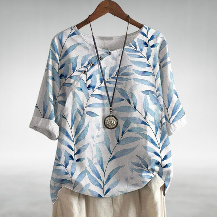 Blouse For Women | Leaf Print Button Detail