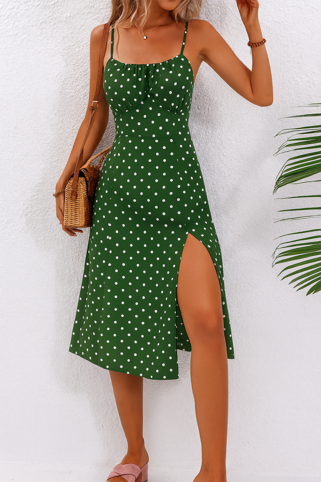 Summer Dress for Women | Midi Polka Dot with Slit