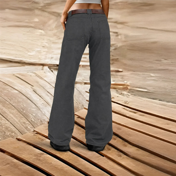 Women's wide leg cargo trousers with utility pockets and panel stitching