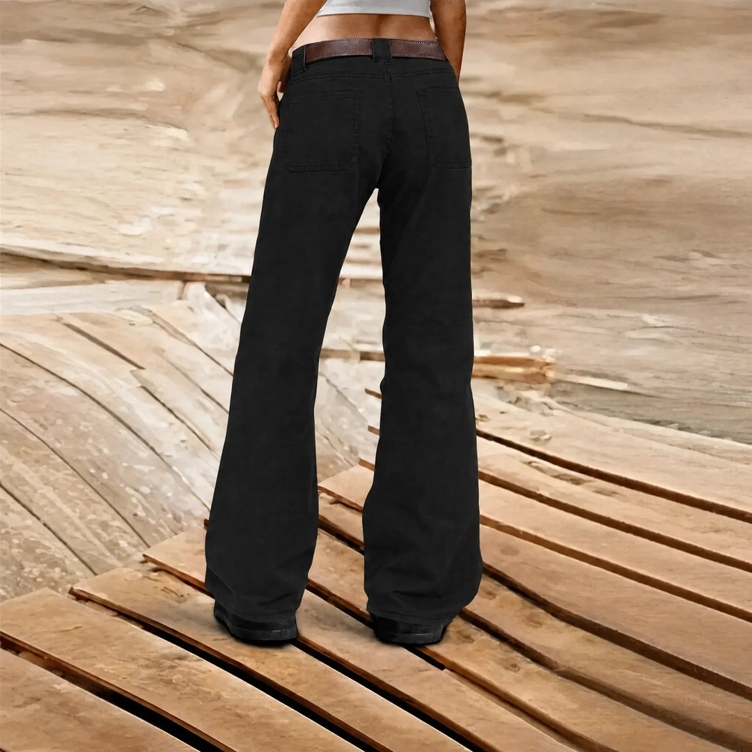 Women's wide leg cargo trousers with utility pockets and panel stitching