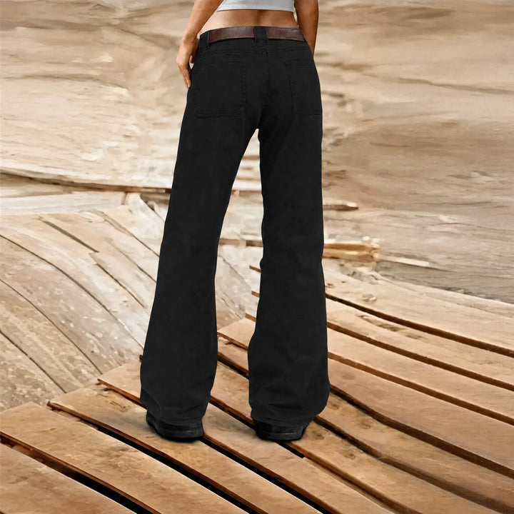 Women's wide leg cargo trousers with utility pockets and panel stitching