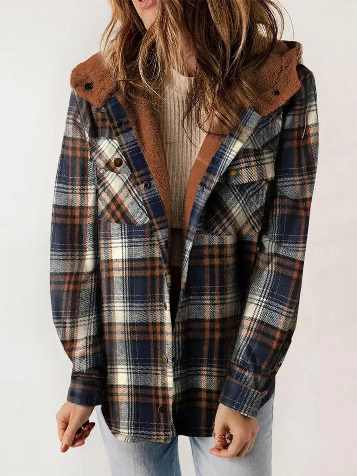 Women’s Jacket | Plaid Hooded Button-Down