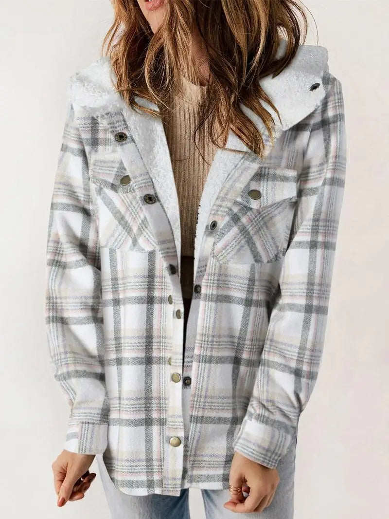 Women’s Jacket | Plaid Hooded Button-Down