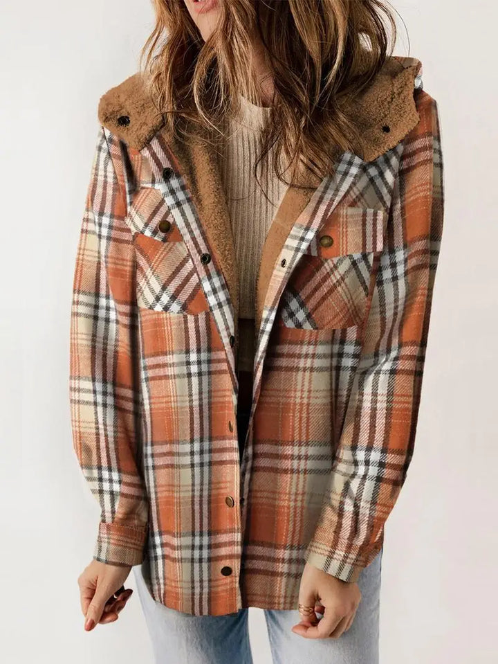 Women’s Jacket | Plaid Hooded Button-Down