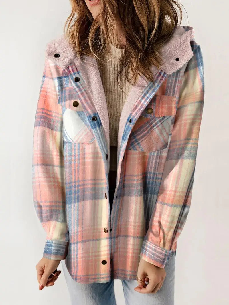Women’s Jacket | Plaid Hooded Button-Down