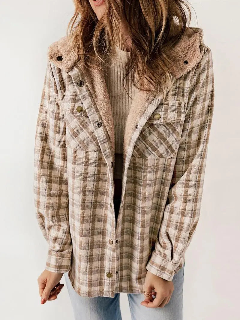 Women’s Jacket | Plaid Hooded Button-Down