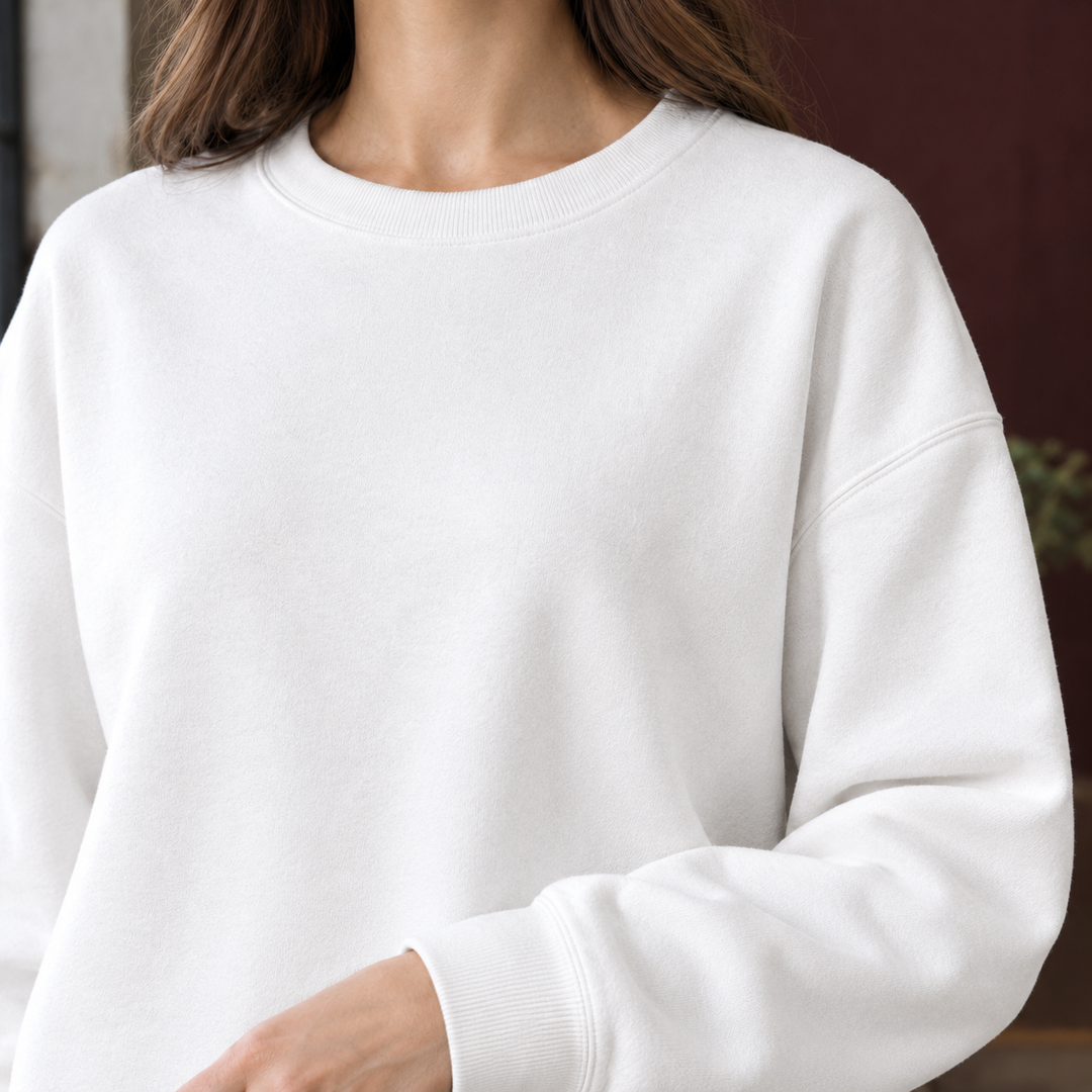 Women's relaxed drop shoulder crew neck sweatshirt with long sleeves and ribbed trims