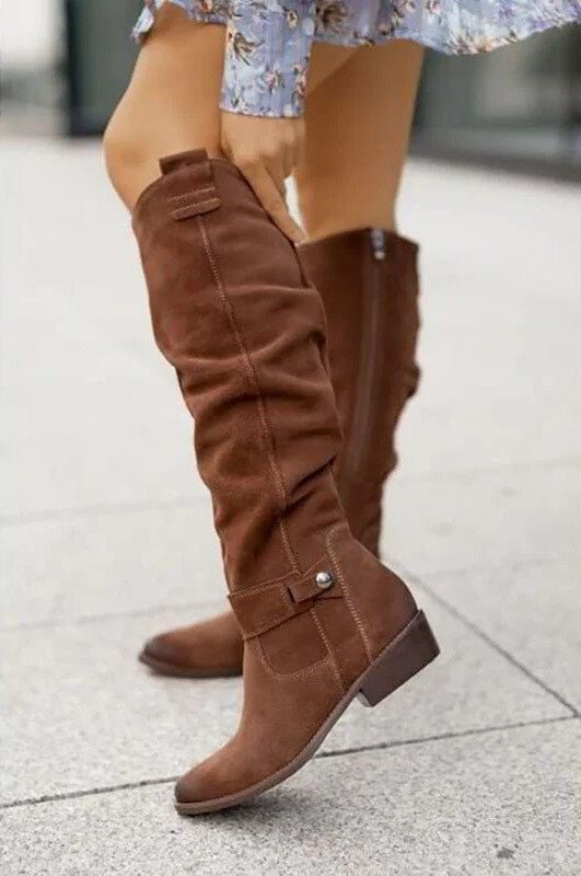 Boots For Women | Knee-High Closed Toe Low Heel