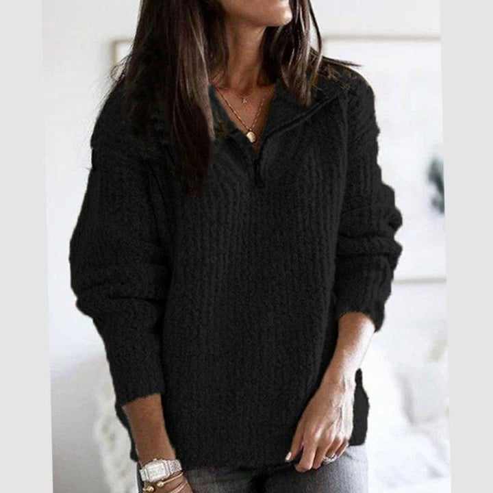 Jamie | Women's Cable-Knit Quarter-Zip Pullover Ribbed Sweater