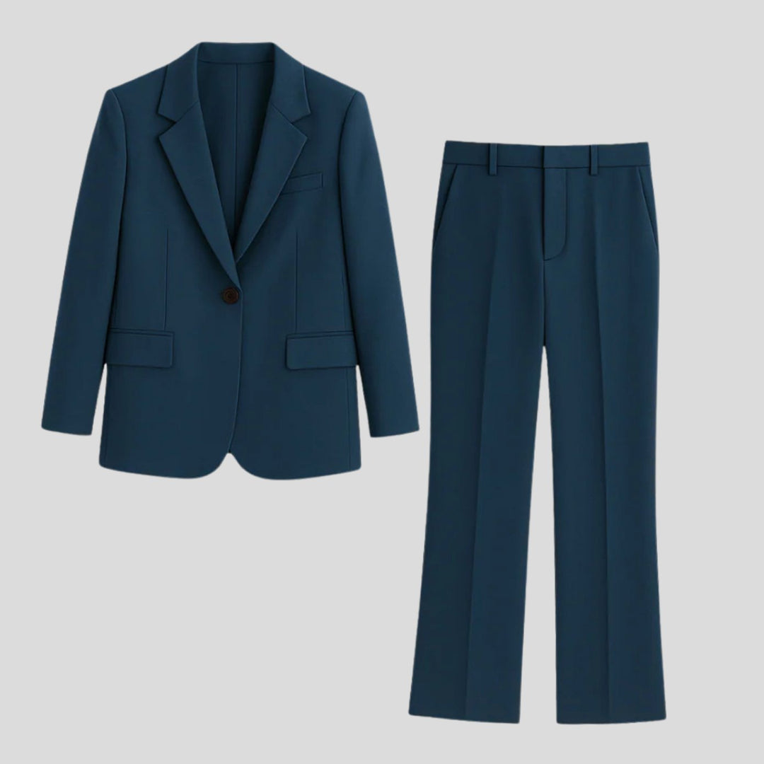 Jill | Women's Tailored Single-Button Blazer Suit Set Straight-Leg Pants