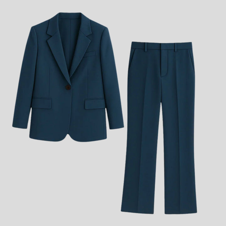 Jill | Women's Tailored Single-Button Blazer Suit Set Straight-Leg Pants