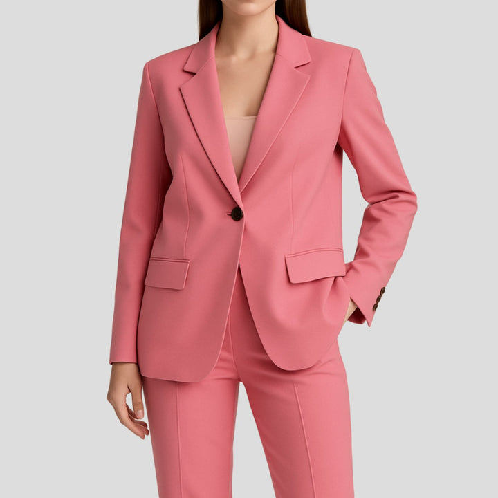 Jill | Women's Tailored Single-Button Blazer Suit Set Straight-Leg Pants