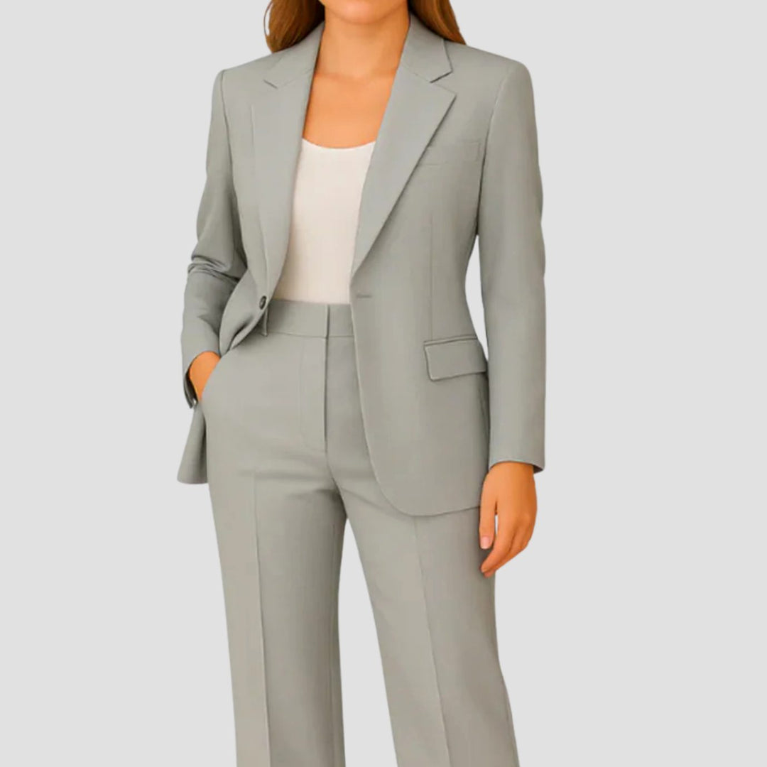 Jill | Women's Tailored Single-Button Blazer Suit Set Straight-Leg Pants