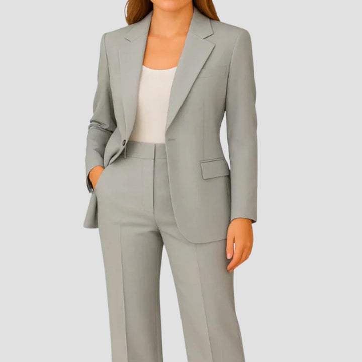 Jill | Women's Tailored Single-Button Blazer Suit Set Straight-Leg Pants