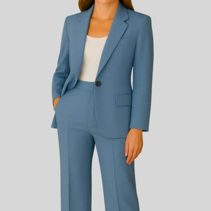 Jill | Women's Tailored Single-Button Blazer Suit Set Straight-Leg Pants