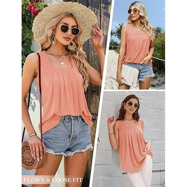 Women’s Blouse | Sleeveless Square Neckline