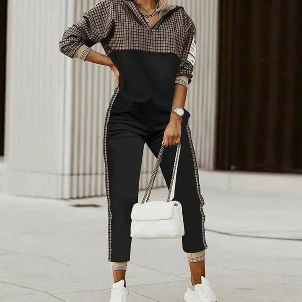 Jolie | Women's Relaxed Fit Quarter-Zip Printed Tracksuit Set