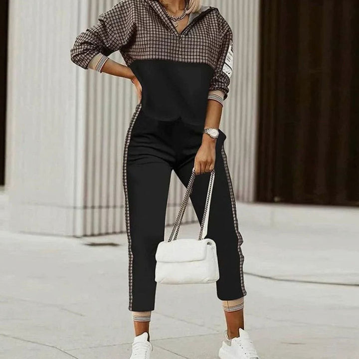 Jolie | Women's Relaxed Fit Quarter-Zip Printed Tracksuit Set
