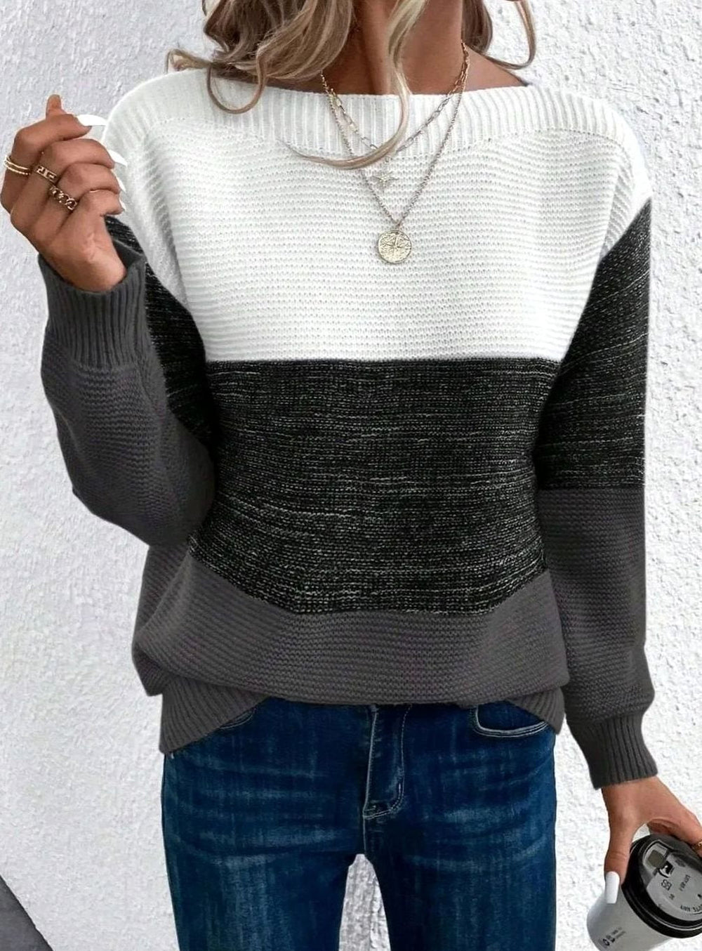 Jordan | Women's Relaxed-Fit Color-Block Cashmere Turtleneck Sweater