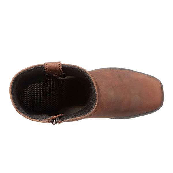 Cowboy ankle boots with buckle strap detailing and low block heel