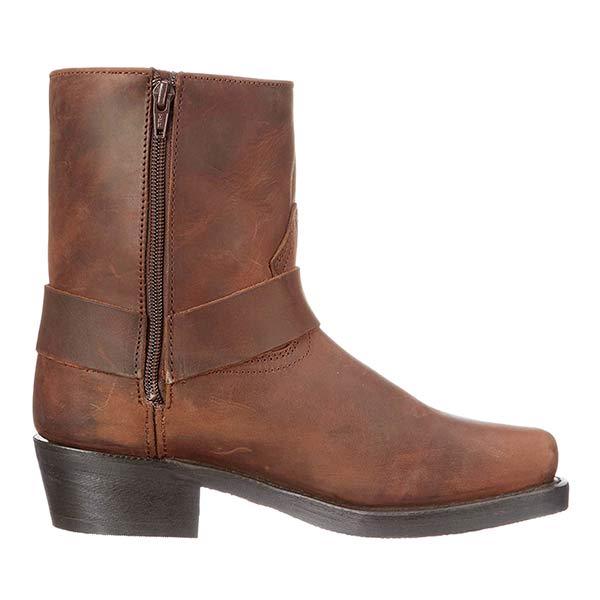 Cowboy ankle boots with buckle strap detailing and low block heel