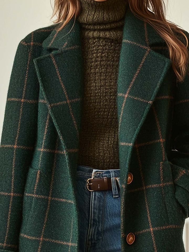 Women’s Coat | Plaid Tailored Button-Front