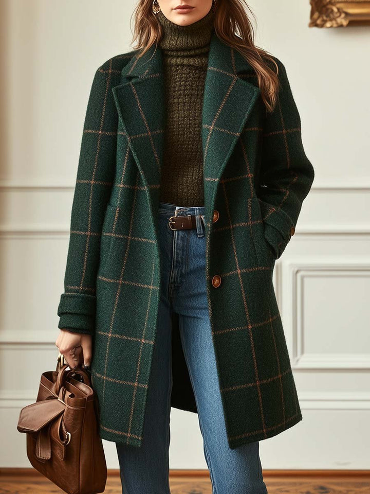 Women’s Coat | Plaid Tailored Button-Front
