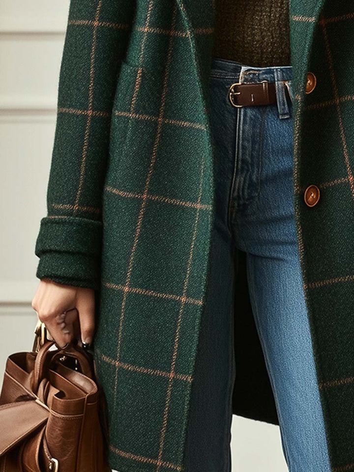 Women’s Coat | Plaid Tailored Button-Front