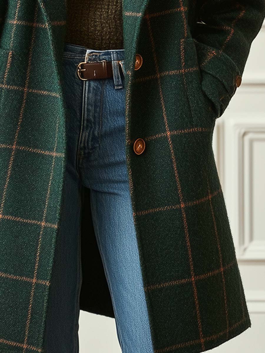 Women’s Coat | Plaid Tailored Button-Front