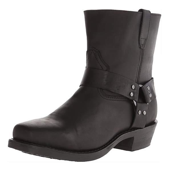 Cowboy ankle boots with buckle strap detailing and low block heel
