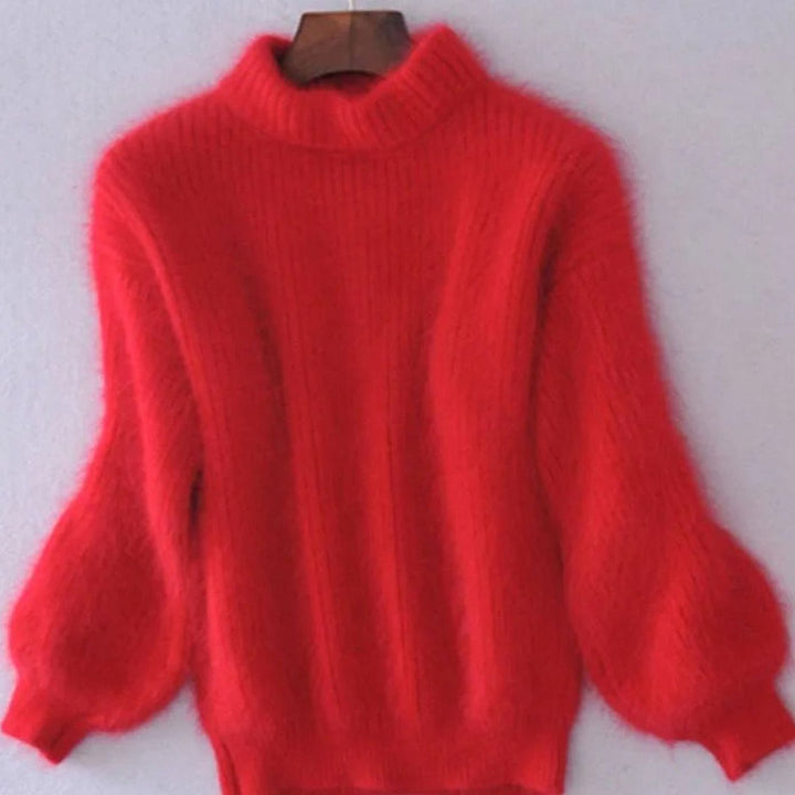 Larissa | Women's Fluffy Turtleneck Loose-Fit Pullover Knit Sweater