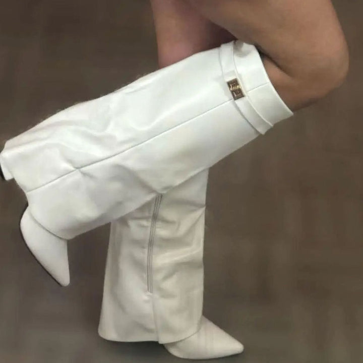 Laverne | Women's Suede Knee-High Buckle Strap Thigh-High Boots