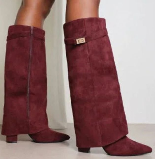 Laverne | Women's Suede Knee-High Buckle Strap Thigh-High Boots