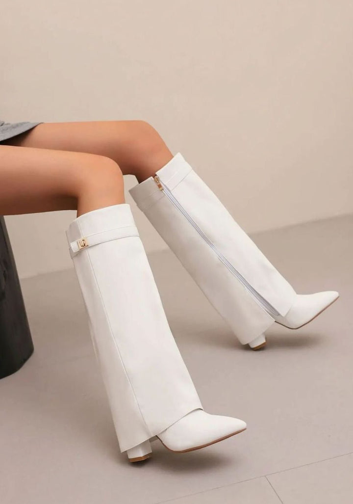 Laverne | Women's Suede Knee-High Buckle Strap Thigh-High Boots