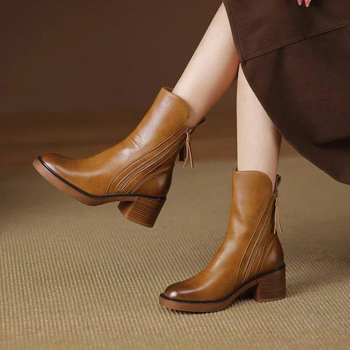 Boots For Women | Side Zipper Ankle Block Style
