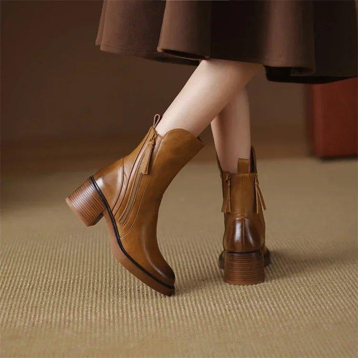Boots For Women | Side Zipper Ankle Block Style