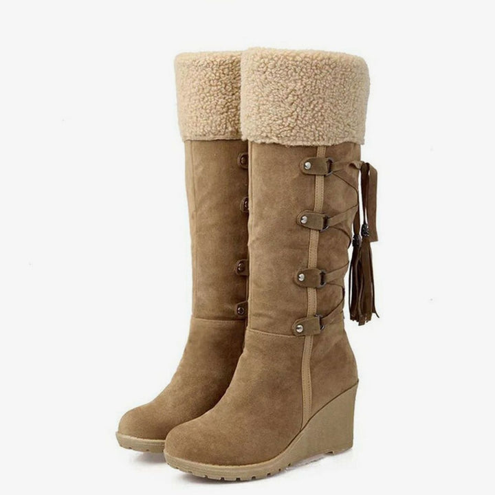 Leigh | Women's Fur-Trim Wedge Knee-High Winter Boots