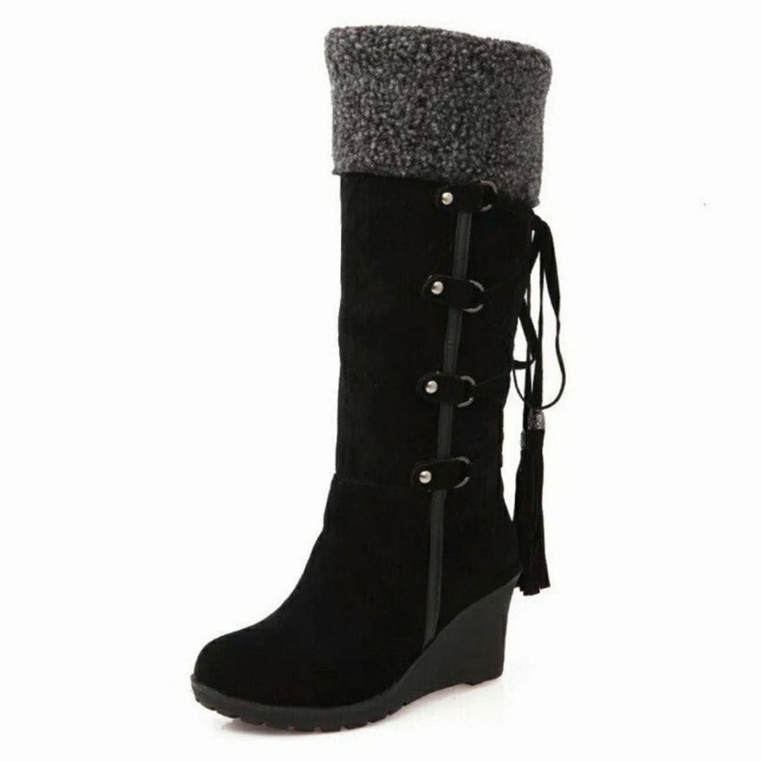 Leigh | Women's Fur-Trim Wedge Knee-High Winter Boots