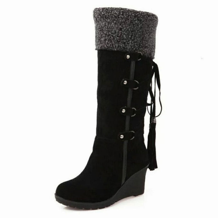 Leigh | Women's Fur-Trim Wedge Knee-High Winter Boots