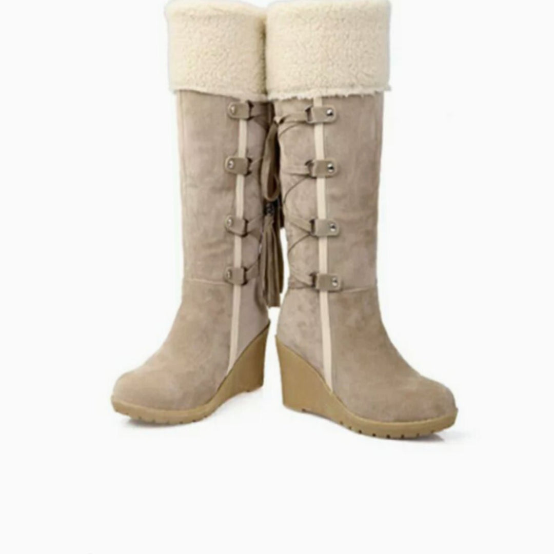 Leigh | Women's Fur-Trim Wedge Knee-High Winter Boots