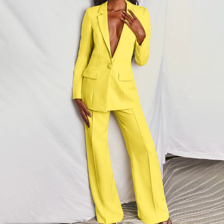 Women's Two-Piece Suit  | Blazer Wide-Leg Trousers