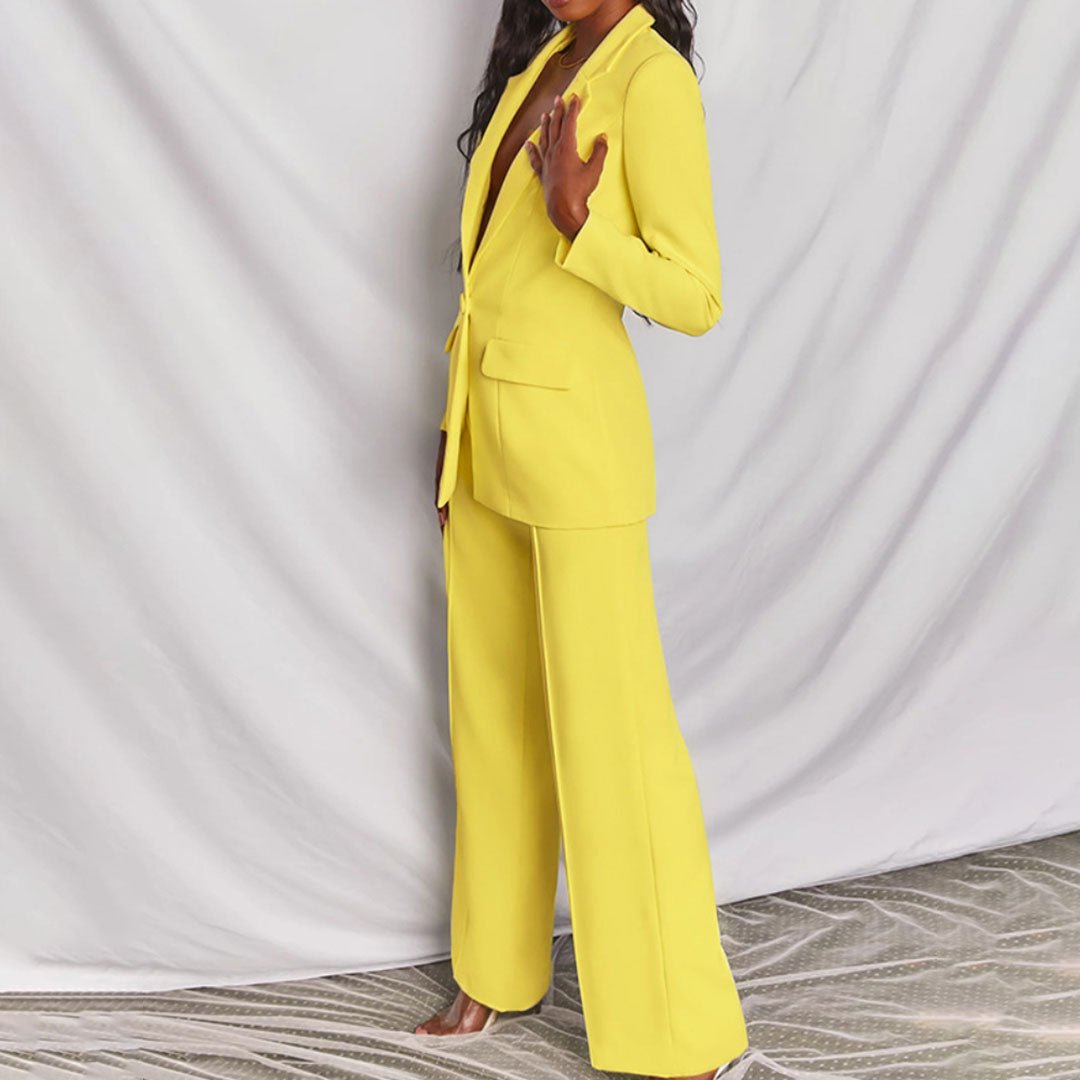 Women's Two-Piece Suit  | Blazer Wide-Leg Trousers