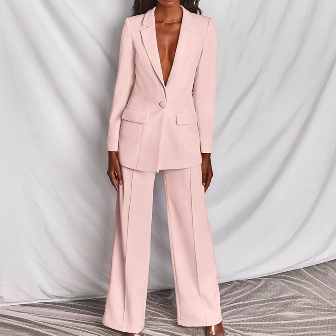 Women's Two-Piece Suit  | Blazer Wide-Leg Trousers