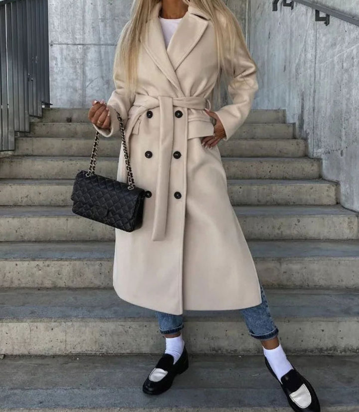 Lisa | Women's Long Lapel Button Front Coat Double-Breasted Overcoat